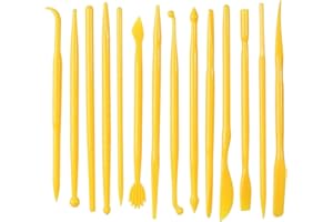 ENZYLUXE 14pcs Clay Tools, Plastic Polymer Clay Tools for Kids, Double-Ended Clay Modelling Tools for Pottery Sculpture Ceramics, Modeling Clay Sculpting Tools for Art Carving, Embossing, Shaping(COLOR:Yellow)