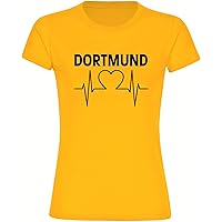 VIMAVERTRIEB® Damen T-Shirt Dortmund - Herzschlag - Frauen Shirt Fußball Fanartikel Fanshop