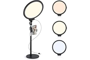 ATUMTEK Streaming Key Light, Lampada da Scrivania a LED da 10" Lampada da Tavolo Pannello LED Content Creator per Streaming/Videoconferenza/Tiktok/Youtube/GameLive, Altezza e Angolazione Regolabili