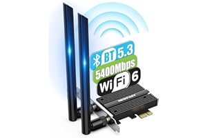 NEWFAST P395 Carte WiFi 5400Mbps WiFi 6E Bluetooth5.3,PCI-E Intel AX210 WiFi 6e, Tri-Bandes (6Ghz, 5Ghz, 2.4Ghz) Carte WiFi pour PC,PCI Express Carte réseau sans Fil Compatible avec Win 10/11(64Bit)