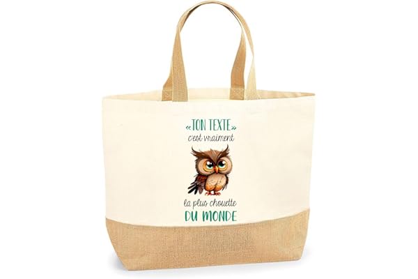 Sac Cabas de Plage Personnalisable | Toile de Jute Coton Courses Idée Cadeau Collègue Amie Maman Papa