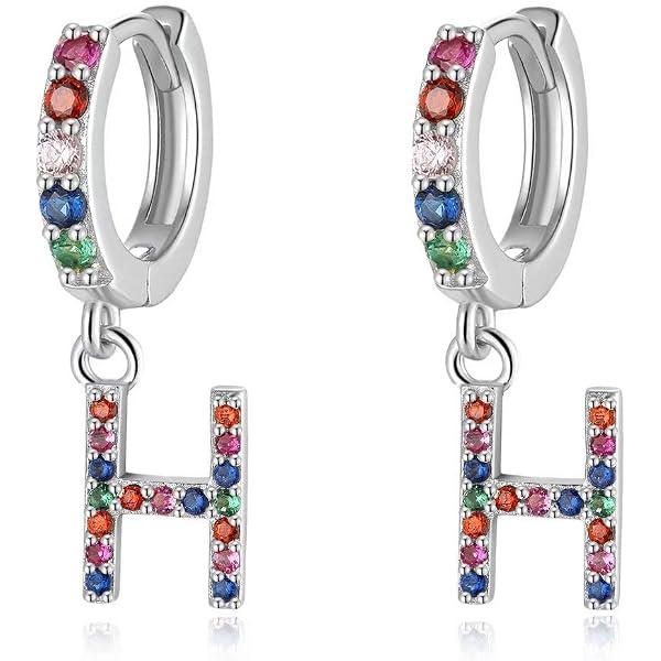 EVER FAITH Orecchini Iniziale In Argento 925 – Regalo Personalizzato Per Donna (2,2 Cm)
