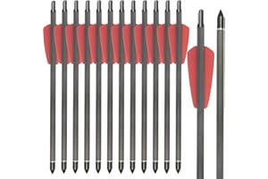 WANVZMR Carbon Crossbow bolts 7.5 15 inch Archery Crossbow Arrows with 2" Vanes Replaced Arrowhead Tip (Pack of 12)