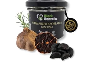 ‎AJO NEGRO DE MOUSE HILL Premium Schwarzer Knoblauch Zehen Geschält 50 g - aus der Knoblauch-Hauptstadt Las Pedroñeras - 90 Tage gereift - Verzehrfertig im wiederverschließbarem Glas