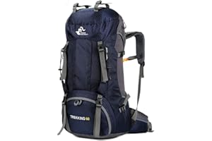 Bseash Mochila de senderismo ligera impermeable de 60L con cubierta de lluvia, mochila deportiva al aire libre para escalada acampar y turismo