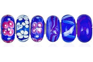 BLING JEWELRY Assortito Set Misto Di 5 O 6 Bundle Sfumature Traslucide Di Nero Blu Navy Argento Oro Foil Murano Swirl Charm Bead Distanziatore Per Donne .925 Sterling Silver Core Adatto A Bracciale Europeo