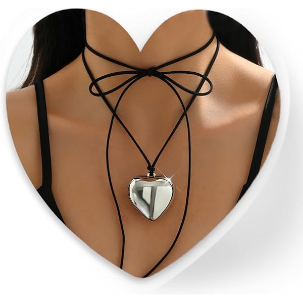 Collana girocollo vintage con cuore in onice nero - Italia