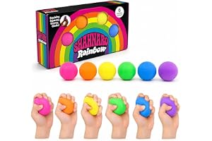 SHAHNARO Rainbow Stress Balls 6 Pack for Kids & Adults, Mini Soft Squeeze Stress Balls, Sensory Fidget Toys, Colorful Stress Balls, Classroom Rewards, Party Favors, Birthday Gifts, Desk Toy