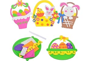 LYNBLY Juegos de Manualidades de Pascua, Paquete de 4 Manualidades Creativas para Niños, con Conejitos Huevos de Pascua Pollitos Cestas de Pascua, Bricolaje Pascua Kit Manualidades