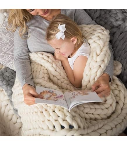 Crèmekleurige gebreide chenille plaid, zachte deken voor op