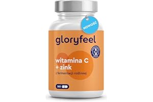 ‎GLORYFEEL Witamina C 365 kapsułek - Wysoka dawka 1000 mg + 20 mg cynku - Fermentowana i buforowana roślinnie (neutralne pH, łagodna dla żołądka) - Testowana laboratoryjnie, wegańska, produkowana bez dodatków