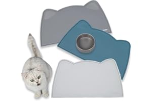 OHMO Petit Tapis Gamelle Chien et Chat, (46 * 25cm, Cendres), Tapis de Plateau Gamelle de Nourriture Antidérapant pour Chat et Chien