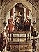 Produktbild Poster Ercole de' Roberti - Portuense-Altar, Szene: Thronende Madonna und Heilige: Hl. Augustinus, Hl. Anna, Hl. Elisabeth, Hl. Petrus Damiani 40x30 cm