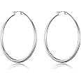 Philip Jones Silver Plated 50mm Hoop Earrings