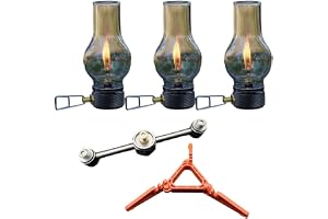 Bärbar gaslykta koppar glas camping ljus justerbar flamkontroll atmosfärlampa med förvaringslåda för utomhusvandring tält backpacking äventyr nattaktiviteter (3 x ga)