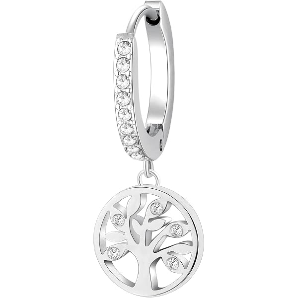 Brosway Orecchino Singolo A Cerchio Ape Con Cristalli - Acciaio 316L, Collezione CHAKRA (BHKE023)