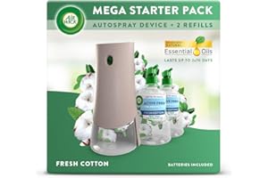 AIRWICK Air Wick Aerosol-Free Automatic Air Freshener Spray Bundle Kit, Fresh Cotton, 1 Gadget & 2 Refills (228ml), 24x7 Active Fresh Odour Neutraliser, Lasts Up to 140 Days, Air freshener For Home
