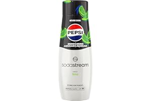 Pepsi Zero Lima Concentrado de Refresco, Sin Azúcar, Prepara hasta 9 l de Bebida, Apto para Todas las Máquinas Gasificadoras de Agua SodaStream, 440 ml