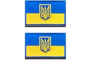 ZCKETO 2 Pezzi Bandiera Ucraina Ucraino Esercito Tridente Emblema Nazionale Gancio e Anello Ricamato Emblema Toppa per Squadra Lavoro Maglia Zaino Cappelli Gilet di Cane Tattico Militare