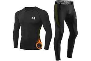 MEETYOO Men’s Thermal Underwear Set, Wicking Long Johns Quick Dry Base Layer Sport Compression Suit for Workout Skiing Running Hiking