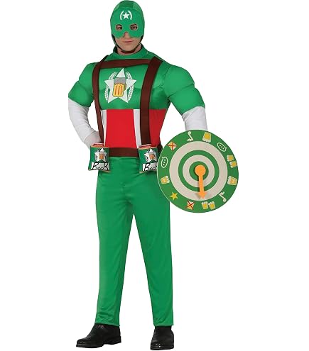 Costume Beerman Adulte Fiestas Guirca - Cape, Ceinture Porte-Canettes, Combinaison Super-Héros Bleu Rouge Pour EVG Et Fêtes