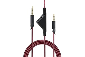 Mcbazel Replacement Audio Aux Cable Cord with Volume Control for Astro A10/A30/A40 Gaming Headset PS5/PS4/Xbox One/Xbox Series S/X/PC/Smartphone via a 3.5mm jack – Black&Red(2M)