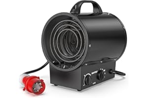 DAHTEC Calefactor 5000W - Calentador Electrico Portatil - Con Asa, Termostato y Protección Contra Sobrecalentamiento - Apto para Garajes, Tallers