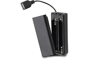 TECHZOCO Porte-piles avec interrupteur on/off, support de batterie AA, boîtier de batterie, porte-piles, câble USB femelle, tension totale : 3 V (1,5 V par pile), convient pour 2 piles LR6 AA (FR6,