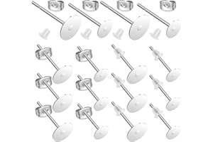 Yolev 450Pcs Earrings Posts Stainless Steel 4mm/6mm Steel Flat Pad Earring Studs, Butterfly and Clear Rubber Earring Backs for Jewelry Making DIY (Steel Color)