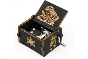 YOUTANG Frozen - Caja musical de madera tallada con manivela, regalo musical, Play Let it Go, color negro