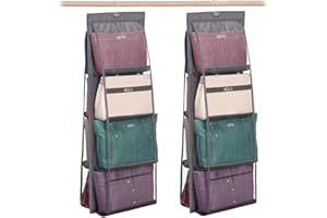 TAASMOOG Handtaschen Aufbewahrung, 2 Stücke Handtaschen Organizer Hängend mit 8 Taschen, Transparenter Schrank Handtaschen Aufbewahrung für Schlafzimmer, Kleiderschrank