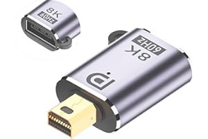 SHANFEILU Adaptateur Mini DP vers DP Mini DisplayPort 1.4 8K @ 60Hz Mini DP mâle vers DP femelle avec trou et indicateur LED pour projecteur, ordinateur portable, moniteur HDTV