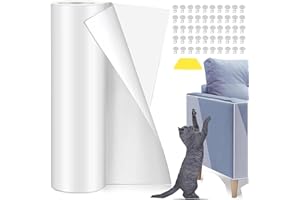 ASOWAY Anti Arañazos para Gatos 30 * 500cm Protector de Muebles, Protector Sofa Gatos arañazo Fundas de Sofá Autoadhesiva Transparente Películas para Puerta, Pared, sofá, gabinete
