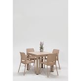 MOBETTO Rattan Cappucino Sleeve 4 Chair Table Set - Garden&Balcony&Terrace