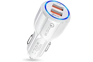 HORJOR Caricatore Auto USB [QC 3.0 3.1A] 2 Porte Caricabatterie Ricarica Veloce, Compatibile con iPhone, iPad, Samsung, Huawei, Xiaomi, Bianco