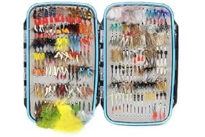 YZD Mouches de pêche à la Mouche de la Truite Collection 225/194/180/110/60 Mouches Premium Assortiment de Mouches pour Streamers nymphe sèches et humides avec Fly Box Kits de leurres