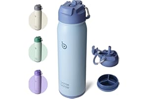 BOTTLEBOTTLE BOTTLE BOTTLE Borraccia Termica 700ml con Cannuccia Thermos Bevande Calde Borraccia Bici Acciaio Inox con Paglia E Supporto Pillole (blu)