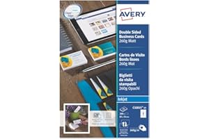 Avery Double-Sided Matt Business Cards for Inkjet Printers – 85 x 54 mm, 260gsm, Pack of 200, C32015-25