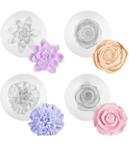 iulrtba 3 stuks siliconen kaarsvormen bloemen, pioenroos, roos, madeliefje kaarsvorm, siliconen vorm kaarsen bloemen voor DIY productie kaarsen zeep gips hars handwerk