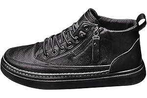 Generisch Scarpe da uomo impermeabili in pelle, scarpe da ginnastica alte e invernali, stivaletti sportivi con cerniere, traspiranti, per il tempo libero, morbide, antiscivolo, scarpe sportive