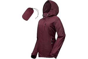 33,000ft Regenjacke Damen Wasserdicht Outdoorjacke Atmungsaktiv Herbst Übergangsjacke Leichte Jacke mit Kapuze Windbreaker zum Wandern Reisen Treking Fahrrad