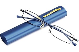 KOKOBIN Elastyczne metalowe okulary do czytania, pomoc w widzeniu, zawias sprężynowy, pomoc w czytaniu, uniseks, z etui na okulary, jak uchwyt na długopis