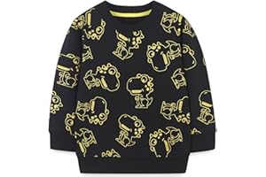 WINKEEY Garçon Sweat-Shirt Fluorescent Pull Enfant Imprimé Dinosaure Requin Manches Longues