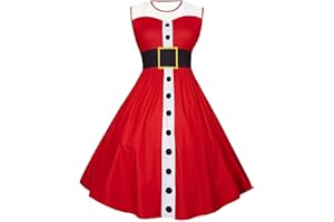 Evensu Women's Christmas Dress Plus Size Sleeveless Dress Women 1950s Vintage A-line Cocktail Holiday Party Dresses