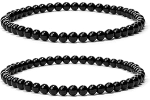 Landorilo Bracciale in Pietra Naturali da 4 mm, Braccialetti Elastico Yoga per Uomo e Donne, Bracciali Portafortuna, Regalo Creativo di Gioielli con Perle di Ricambio