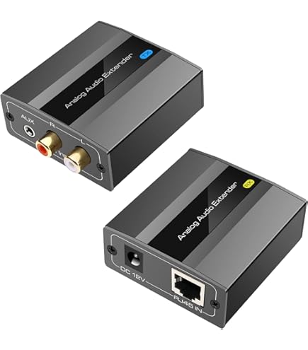 3,5 Mm RCA Analoge Audio-extender Ondersteunt 1640FT Max Signaaluitbreiding Dubbele Cat Kabelpoorten Voor Telefoon Mp3 Blu Ray Speler