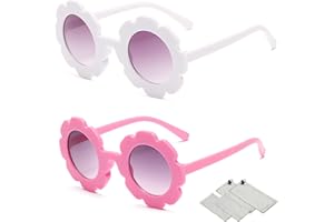 Yikki 2 Paires Lunette de Soleil Enfant, Lunettes de Soleil Polarisées pour Fille Enfant 1-10 Ans, Lunette Soleil Bebe avec Sac à Lunettes et Chiffon, Cadre Flexible de Protection UV 400