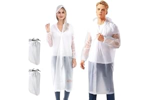 GDOKKNY 2Pack Rain Poncho Raincoats for Adults EVA Reusable Rain Coat Jacket with Hood and Bag Portable Waterproof Poncho Rainwear for Men Women Outdoor Hiking Camping White