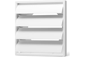 Adair 150mm (6 Inch) Square Gravity Vent Cover – External Measurements 175mm x 175mm External Grille, Anti-Backdraft Shutters, White ABS Plastic, Easy to Install for Ducting, HVAC, and Extractor Fans