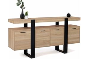 IDMarket - Buffet 160 cm Phoenix XXL 4 Portes Bois et Noir